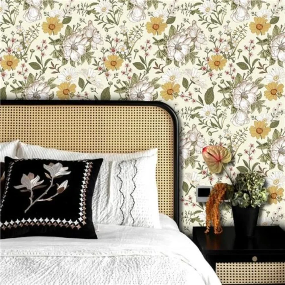 Blooming Floral Peel and Stick Wallpaper: 17.7in*118in, Removable, Self Adhesive
